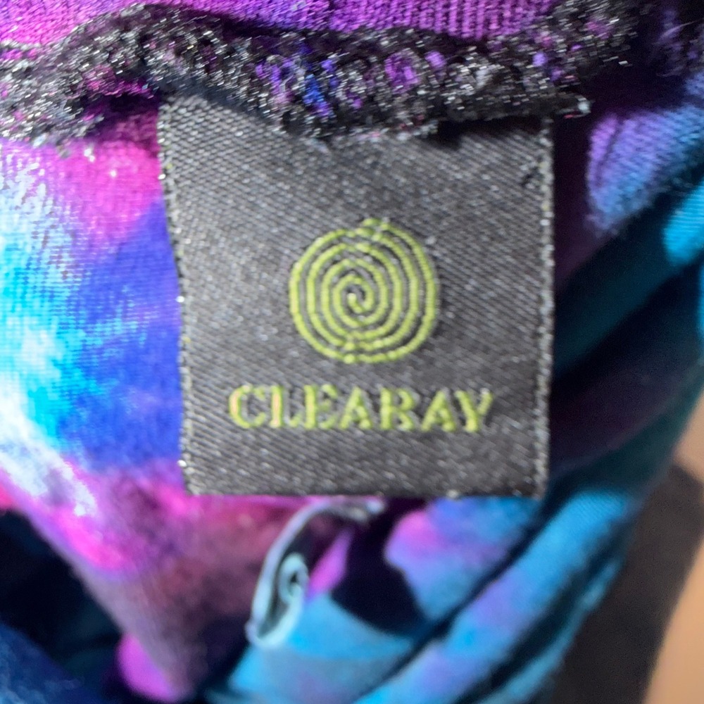 Clearay Tie Dye Ruffle Flare Pants Women L/XL Blue Multi Boho Bell Hippie Retro - Picture 7 of 10